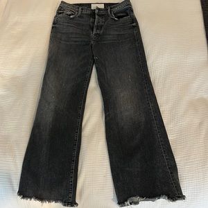 Black MOTHER Wide Leg Jeans